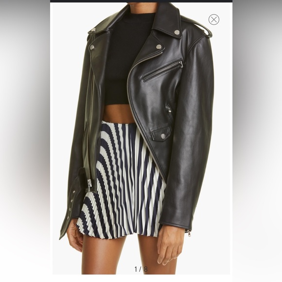 MONSE Cutout Belted Leather Biker Jacket in Black Medium - Picture 8 of 14